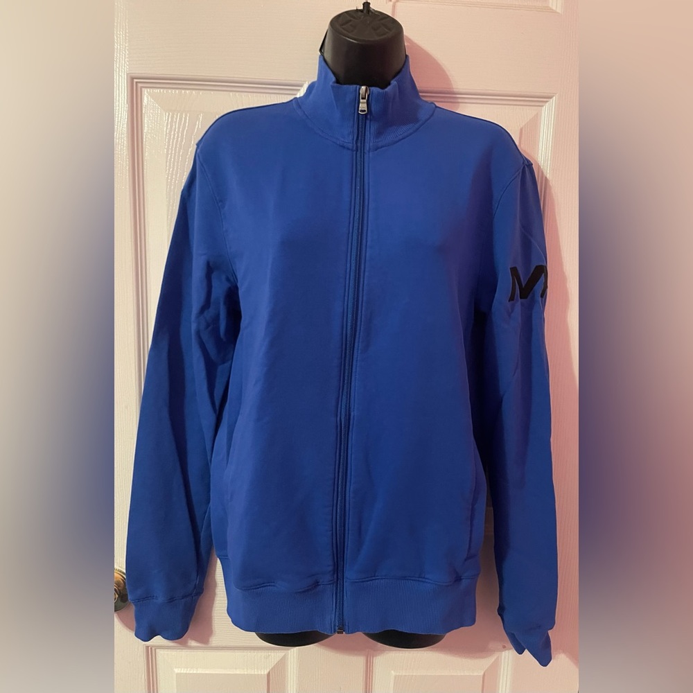 Michael Kors Royal Blue Zip Up Sweatshirt with MK logo on the Sleeves Size S